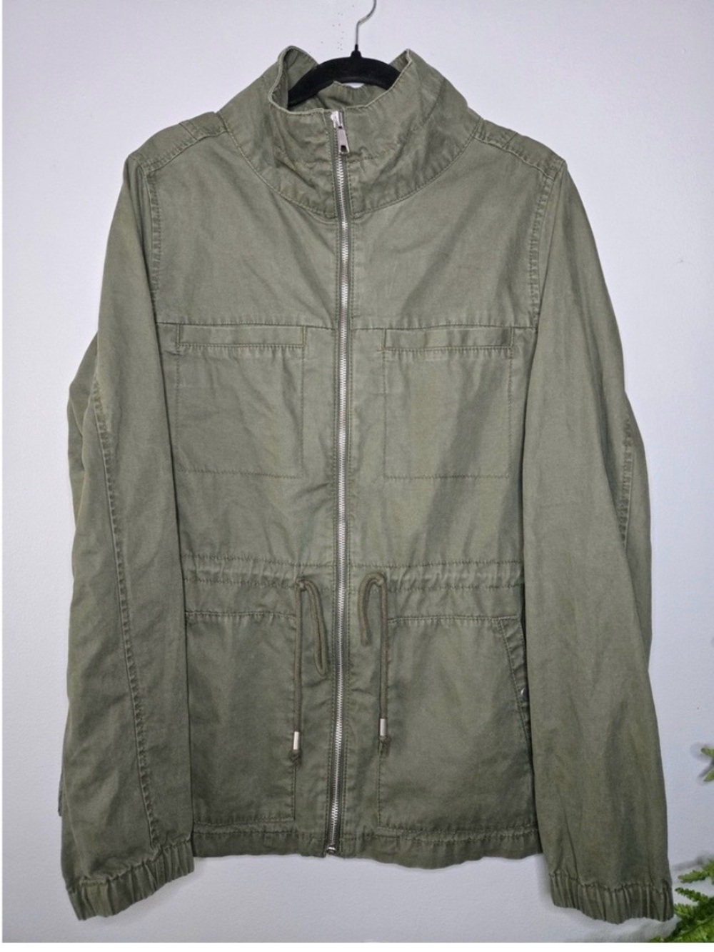 Old Navy Utility Jacket Womens L Tall Olive Green Military Anorak Lightweight
